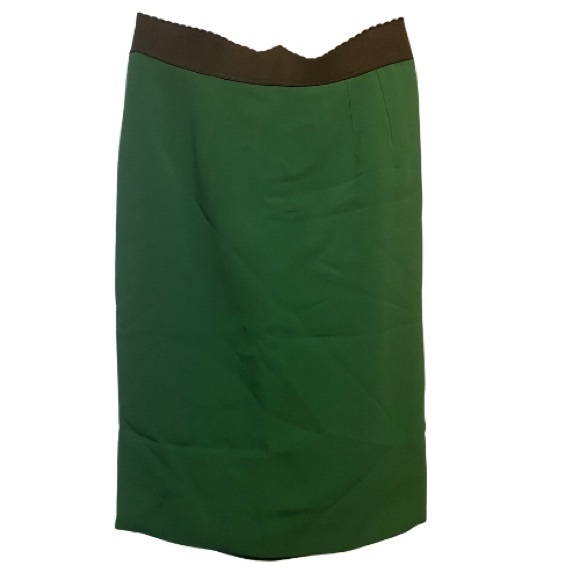 Dolce & Gabbana Dresses & Skirts - Authentic Dolce and Gabbana Green Pencil Skirt with Black Elastic Scalloped Band